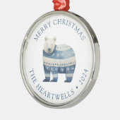 2024 Personalisierter Blauer Polarbär Frohe Weihna Ornament Aus Metall (Links)