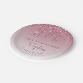 2024 Personalisierter Burgund Glitzer Tropfen Absc Pappteller (Schrägansicht)