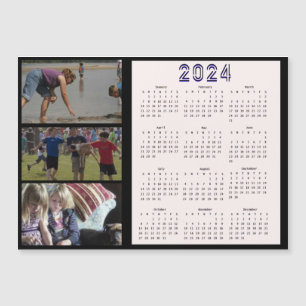 2024 Personalisierter Fotokalender der 3-Familie Magnetkarte