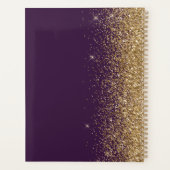 2024 Personalisierter Lila Gold-Glitzer Planer (Rückseite)