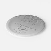 2024 Personalisierter Silver Glitzer Tropfen Absch Pappteller (Schrägansicht)