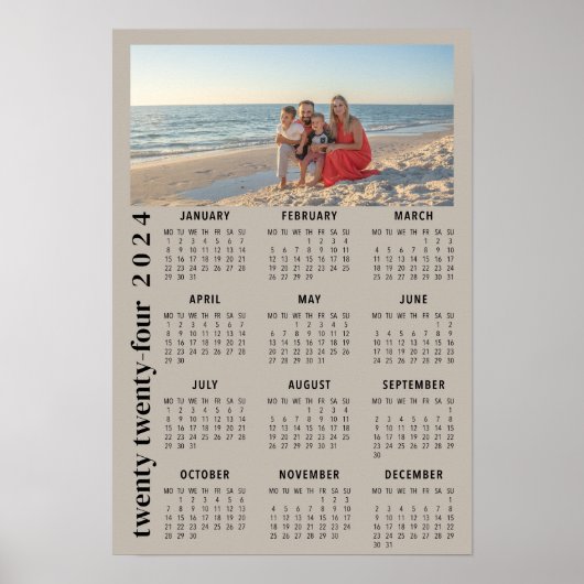 2024 Photo Calendar minimalist beige Poster (Vorne)