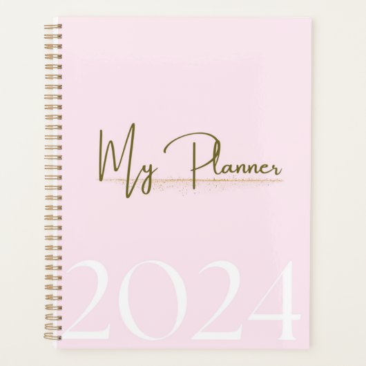2024 Pink & Gold Monthly & Weekly Planer (Vorderseite)
