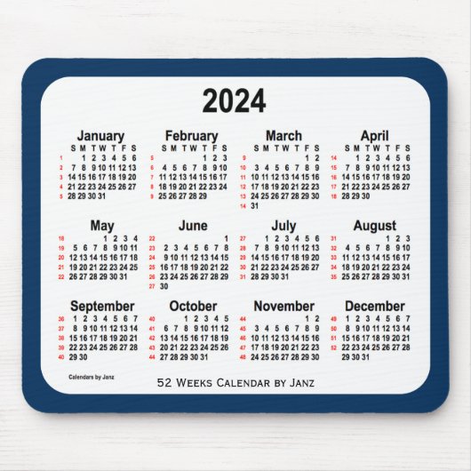 2024 Police Box Blue 52 Weeks Calendar by Janz Mousepad (Vorne)