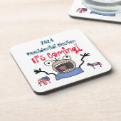 2024 Präsidentschaftswahl, es kommt! Getränkeuntersetzer (Linke Seite)