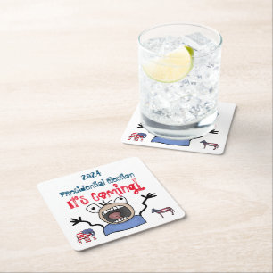 2024 Präsidentschaftswahl, es kommt! Rechteckiger Pappuntersetzer