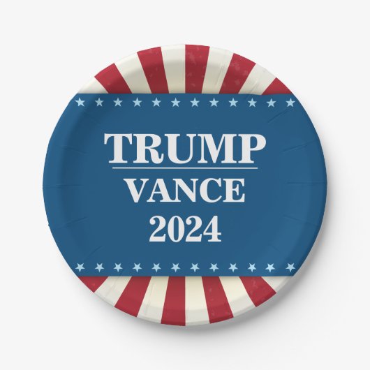 2024 Präsidentschaftswahl Trump Vance Pappteller (Vorderseite)