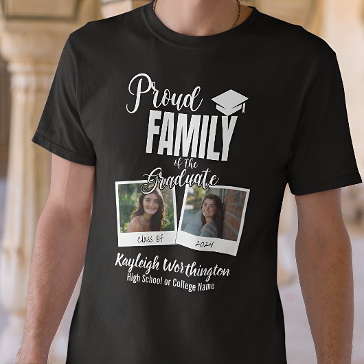2024 Proud Family of the Graduate Custom Foto T-Shirt