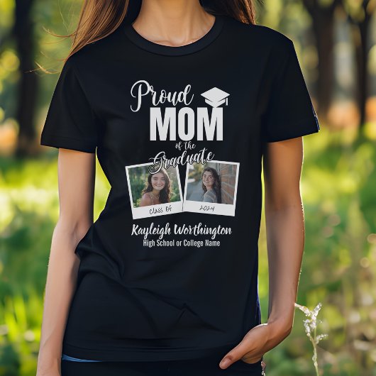 2024 Proud-Mama des Graduate Custom-Fotos T-Shirt
