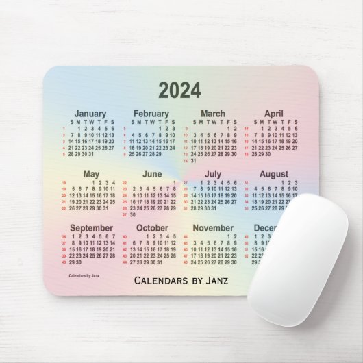 2024 Rainbow Cloud 52 Weeks Calendar by Janz Mousepad (Mit Mouse)