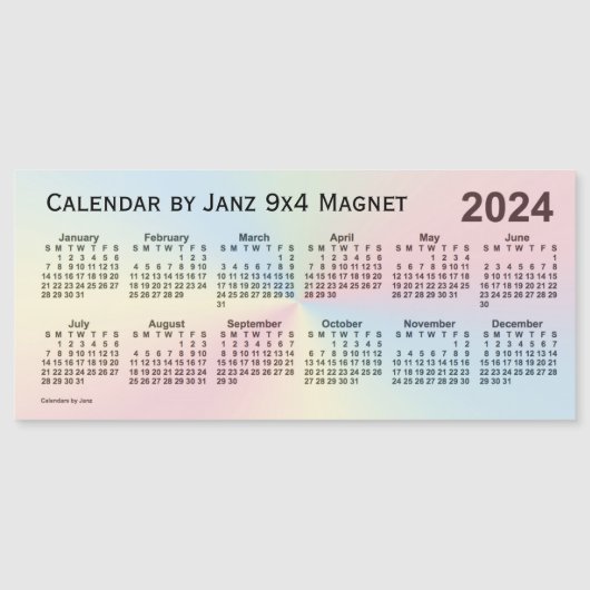 2024 Rainbow Cloud Calendar by Janz 9x4 Magnet (Vorderseite)