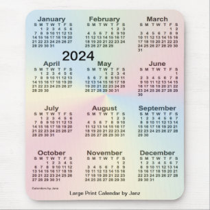 2024 Rainbow Cloud Large Print Calendar by Janz Mousepad