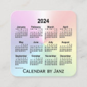 2024 Rainbow Shimmer Kalender von Janz Quadratische Visitenkarte (Vorderseite)