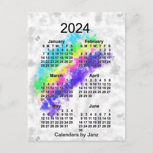 2024 Rainbows End 6 Month Mini Calendar by Janz Postkarte (Vorderseite)