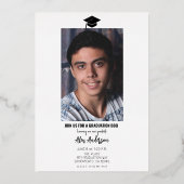 2024 Real Foil Silver Metallic Abschluss Foto Folieneinladung (Rückseite)