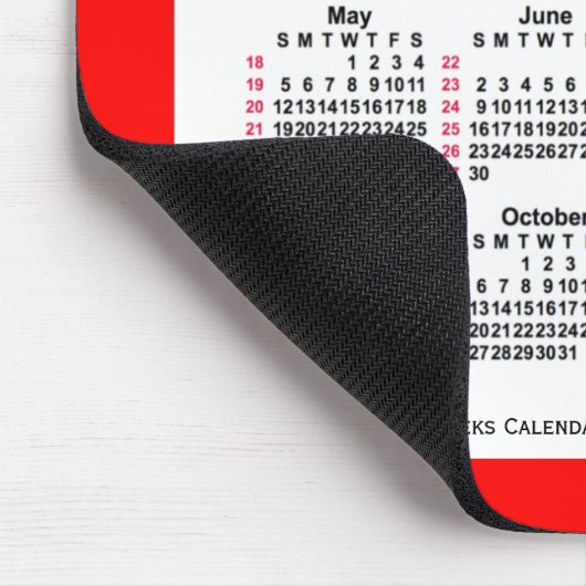2024 Red 52 Weeks ISO Kalender von Janz Two Tone Mousepad (Ecke)
