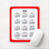 2024 Red 52 Weeks ISO Kalender von Janz Two Tone Mousepad (Mit Mouse)
