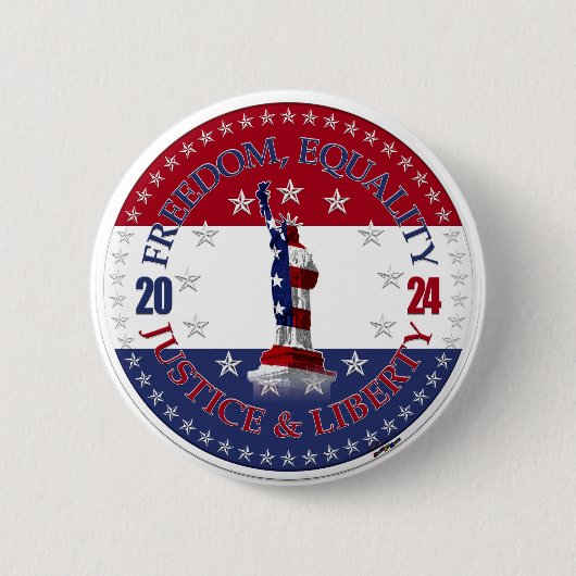 2024 Red Blue Freedom, Equality, Justice Liberty S Button (Vorderseite)