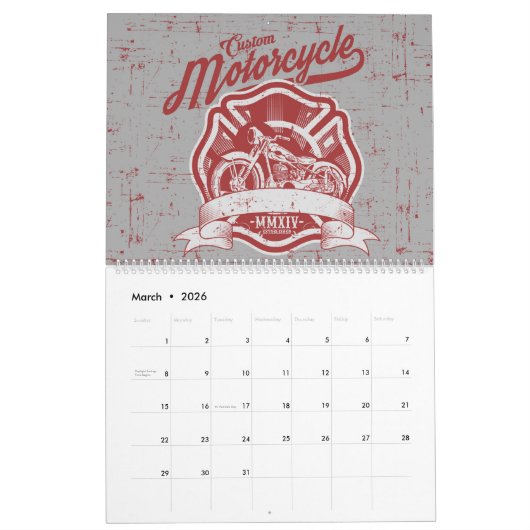 2024 Retro Grunge Motorrad-Kalender Kalender (Mär 2026)