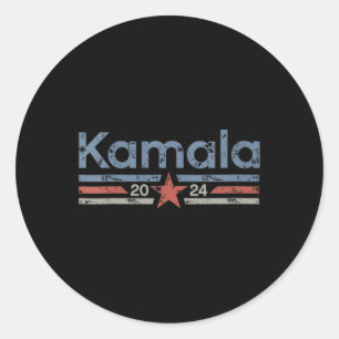 2024 Retro Grunge Stripes Vintag Kamala Harris 20 Runder Aufkleber