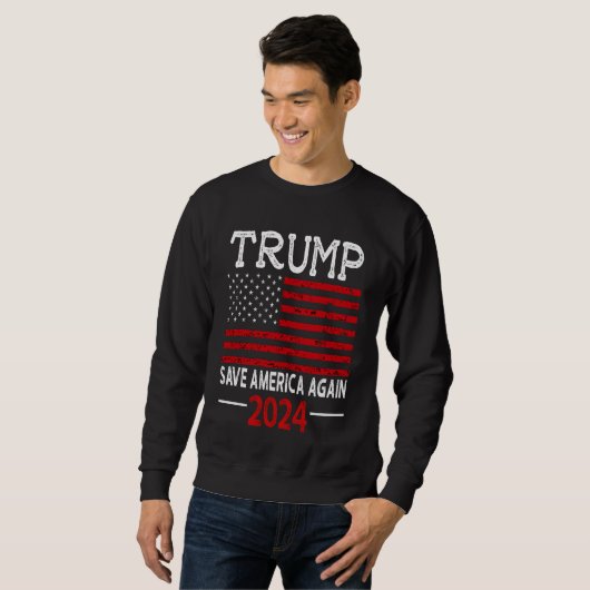 2024 Rettete Trump Amerika wieder USA Flag Sweatshirt (Vorne ganz)
