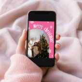 2024 Rosa Retro Frohe Weihnachten Glitzer Fotokart