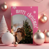 2024 Rosa Retro Frohe Weihnachten Glitzer Fotokart