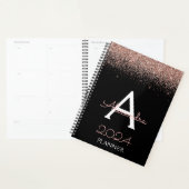 2024 Rose Gold - Rosa Schwarz Glitzer Monogramm Planer (Anzeige)