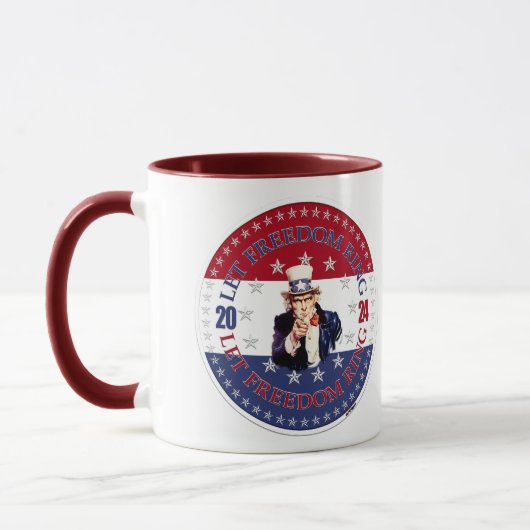 2024 Rot und Blau Lass Freedom Ring Uncle Sam Tasse (Links)