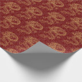 2024: Rot und Gold feiern chinesisches Neujahr Geschenkpapier (Ecke)