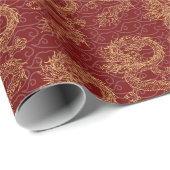 2024: Rot und Gold feiern chinesisches Neujahr Geschenkpapier (Rolleneckpunkt)