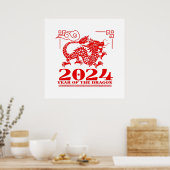 2024 Rotes Chinesisches Zodiaka Jahr des Drachenkü Poster (Küche)