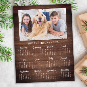2024 Rustikaler Foto-Kalender für Haustiere im Vol Feiertagspostkarte