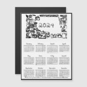 2024 Schriftart-Kalender Nähen Fabrikierte Rahmen Magnetkarte (Vorne/Hinten)