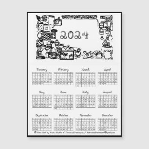 2024 Schriftart-Kalender Nähen Fabrikierte Rahmen Magnetkarte