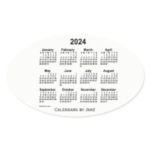 2024 Schwarz-Weiß-Kalender von Janz Oval Sticker