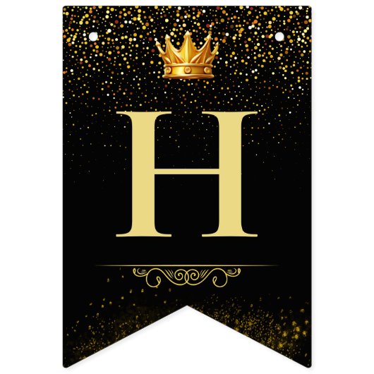 2024 Schwarzes Gold Glückwunsch Neues Jahr Party Wimpelkette (Zweite Fahne)