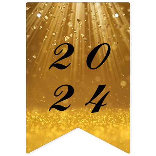 2024 Schwarzes Gold Glückwunsch Neues Jahr Party Wimpelkette (Erste Fahne)