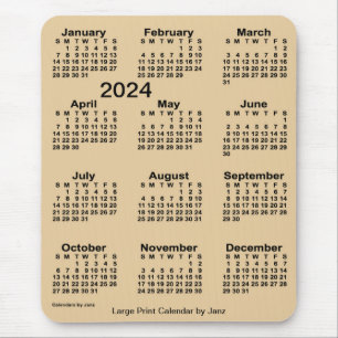 2024 Sepia Large Print Calendar by Janz Mousepad