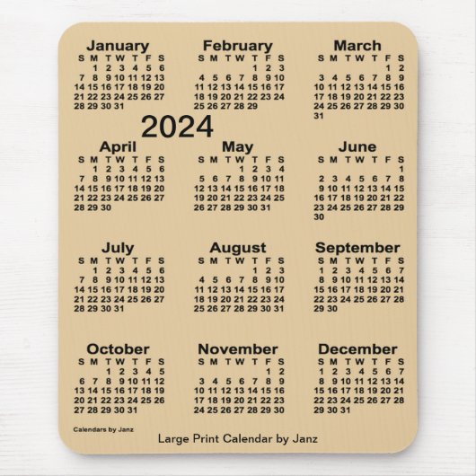 2024 Sepia Large Print Calendar by Janz Mousepad (Vorne)