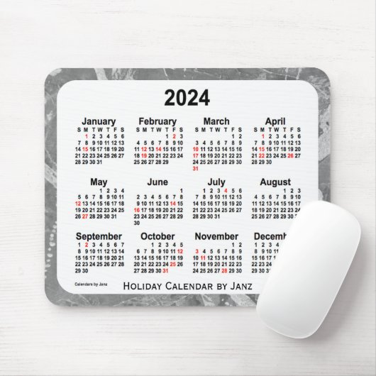 2024 Silver Holiday Art Calendar von Janz Mouse Pa Mousepad (Mit Mouse)