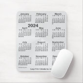 2024 Silver Large Print Calendar von Janz Mousepad (Mit Mouse)