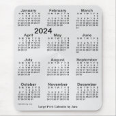2024 Silver Large Print Calendar von Janz Mousepad (Vorne)