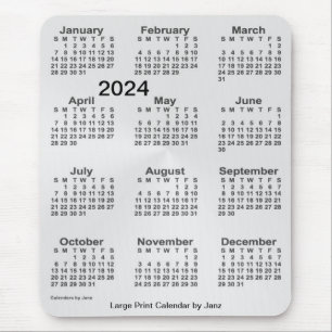 2024 Silver Large Print Calendar von Janz Mousepad