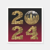 2024 Silvester Party-Ball-NYC Gold & Red Serviette (Vorderseite)