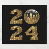 2024 Silvester Party-Ball-NYC Gold- Schaumweinetikett (Einzelnes Label)