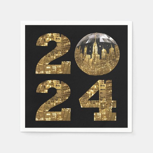 2024 Silvester Party-Ball-NYC Gold- Serviette (Vorderseite)