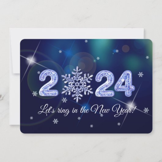 2024 Silvester-Party-Schneeflocke Einladung (Vorderseite)