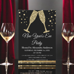 2024 Silvesterparty Champagnergläser Einladung