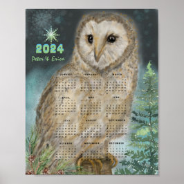 2024 Snowy Owl Monatskalender Poster